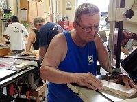 Dick Wagner cuts side pieces on the bandsaw